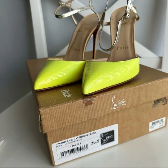 Christian Louboutin Rivierina 100 Patent Specchio Pointed Toe Ankle Straps Heels - Picture 8 of 12